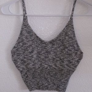 Black and Cream Sweater Crop top